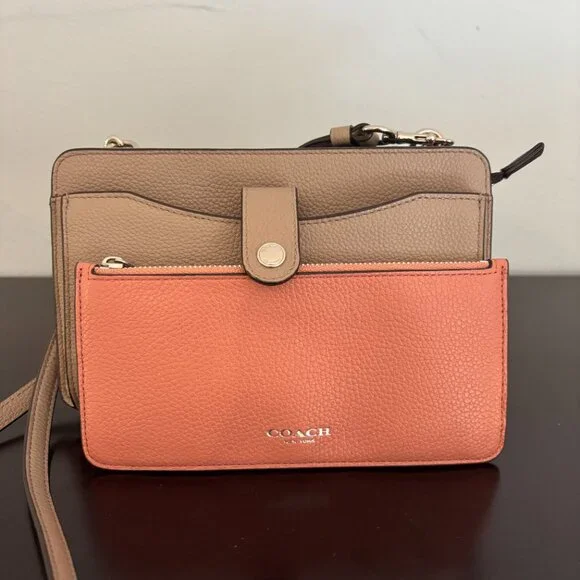 Coach Colorblock Taupe Grey (Stone) Melon Multi Pop Up Messenger Crossbody - Picture 6 of 16
